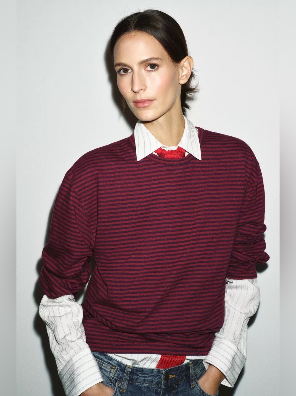 Zara striped cotton & linen T-shirt